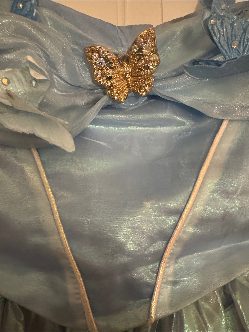 Disney Deluxe Cinderella Light Blue Iridescent Butterfly Princess Dress - Picture 5 of 12